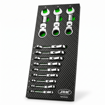 JBM MODULO DI 12 MINI CHIAVI COMBINATE CON SNODO A CRICCHETTO 54032 - Techservice