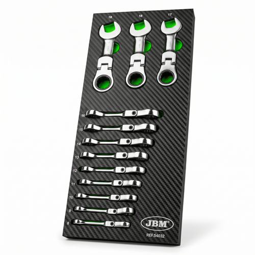 JBM MODULO DI 12 MINI CHIAVI COMBINATE CON SNODO A CRICCHETTO 54032