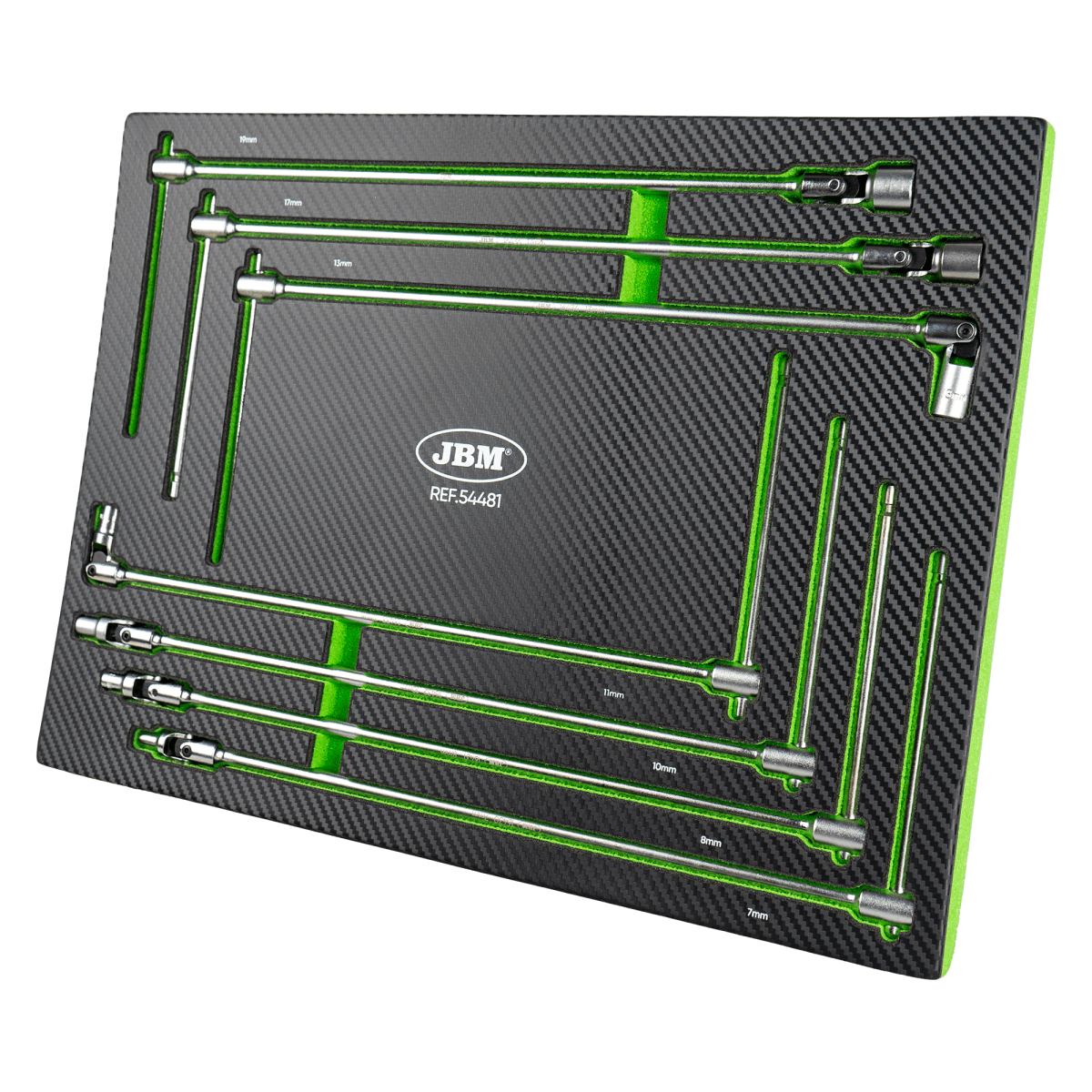 JBM MODULO DI 7 CHIAVI A SNODO CON IMPUGNATURA A T (7 - 19 MM) 54481 - Techservice