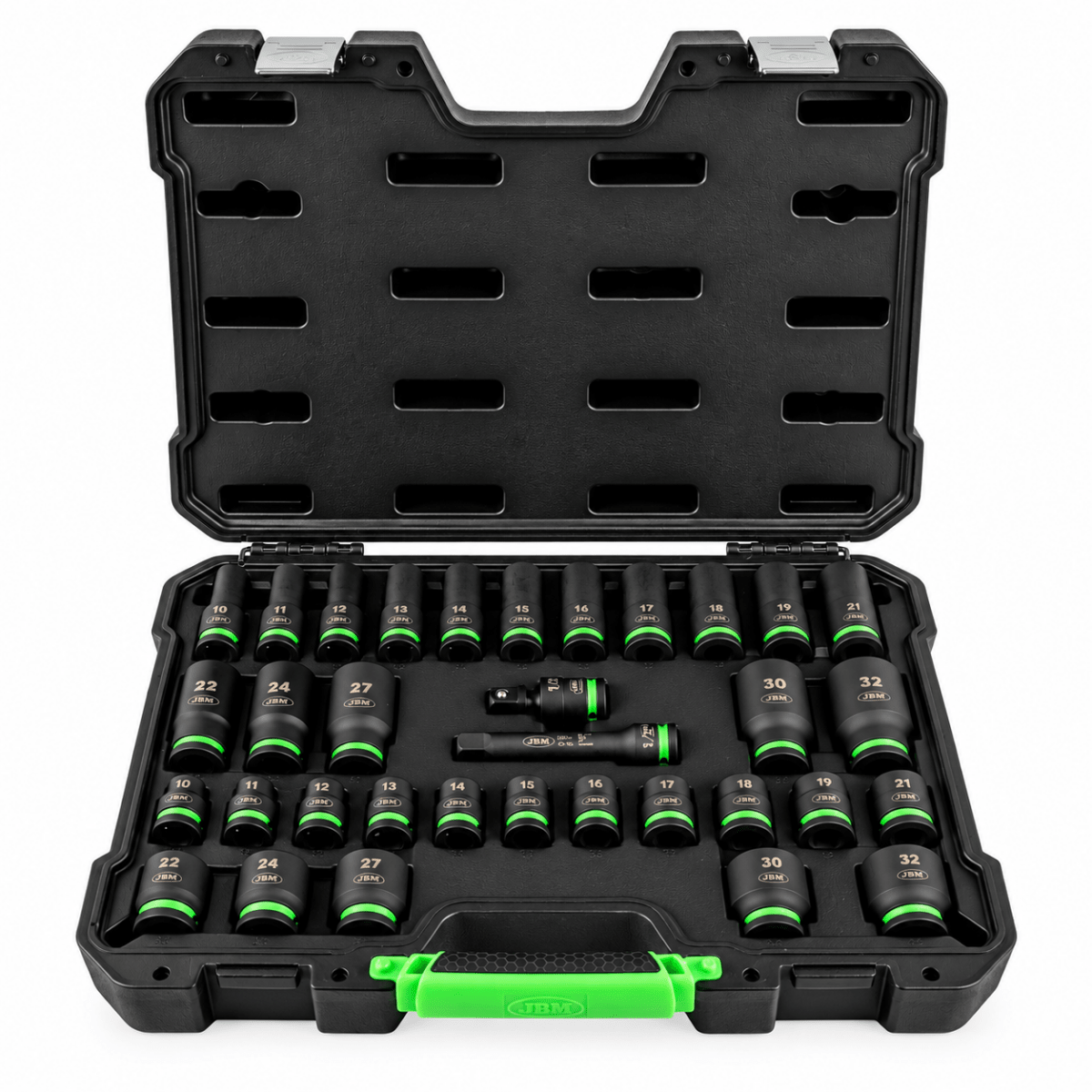 JBM SET 34 PEZZI BUSSOLE ESAGONALI 1/2” CORTE E LUNGHE + ADATTATORI - 55016 - Techservice