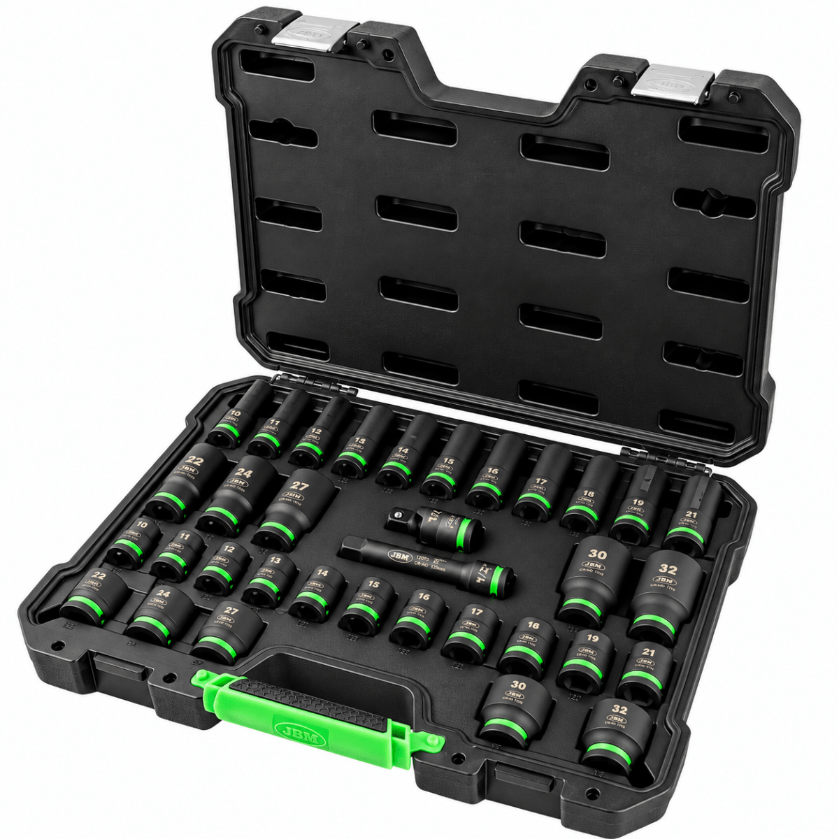 JBM SET 34 PEZZI BUSSOLE ESAGONALI 1/2” CORTE E LUNGHE + ADATTATORI - 55016 - Techservice