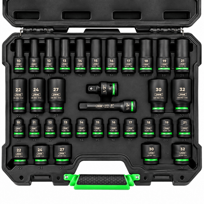 JBM SET 34 PEZZI BUSSOLE ESAGONALI 1/2” CORTE E LUNGHE + ADATTATORI - 55016 - Techservice