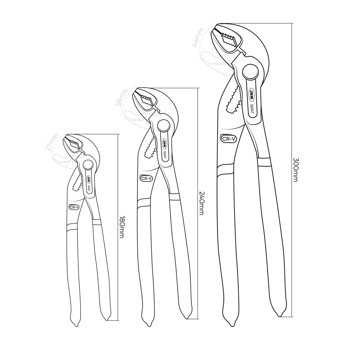 JBM SET DI 3 PINZE REGOLABILI 53483 - Techservice