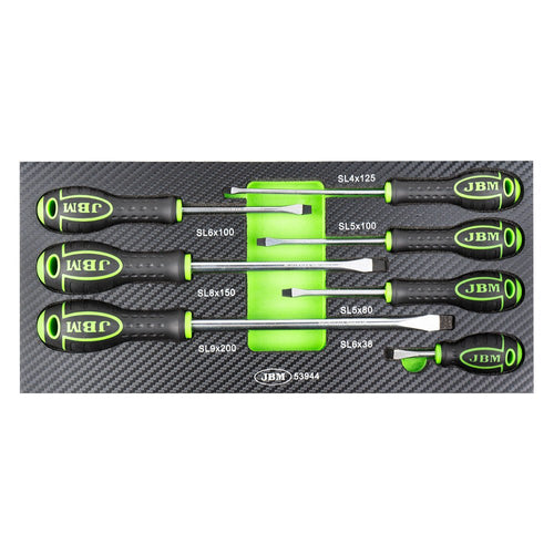 JBM SET DI 7 CACCIAVITI A TAGLIO CON MODULO EVA CARBON 53944