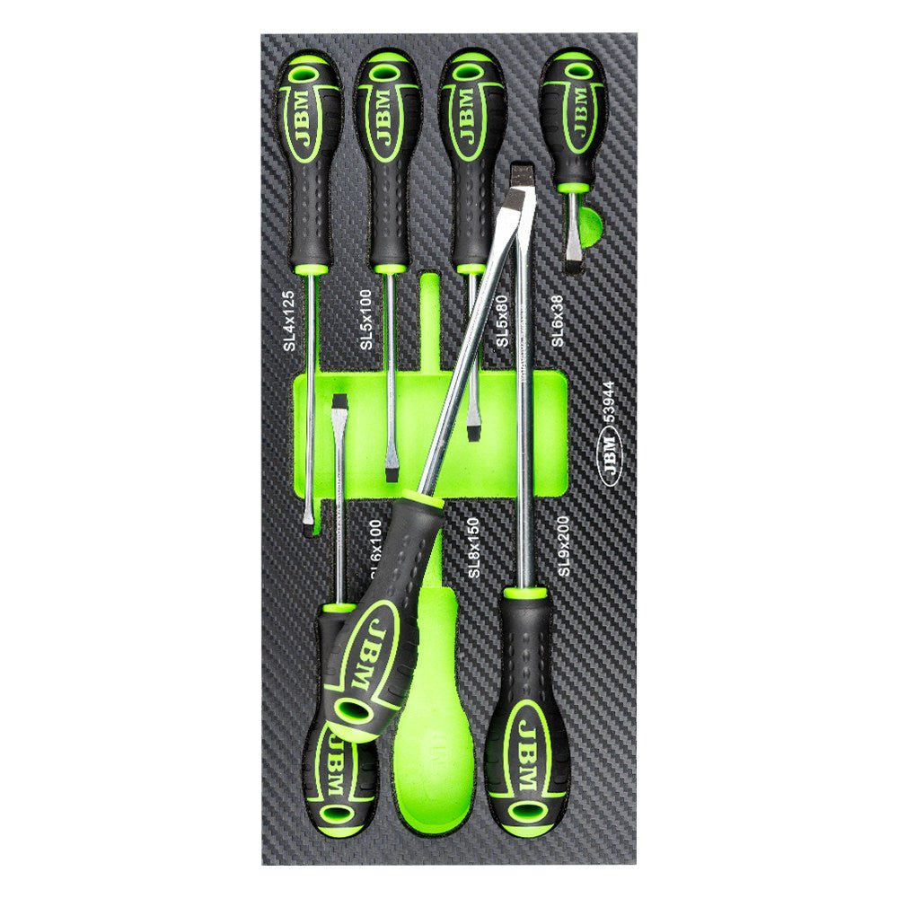 JBM SET DI 7 CACCIAVITI A TAGLIO CON MODULO EVA CARBON 53944 - Techservice