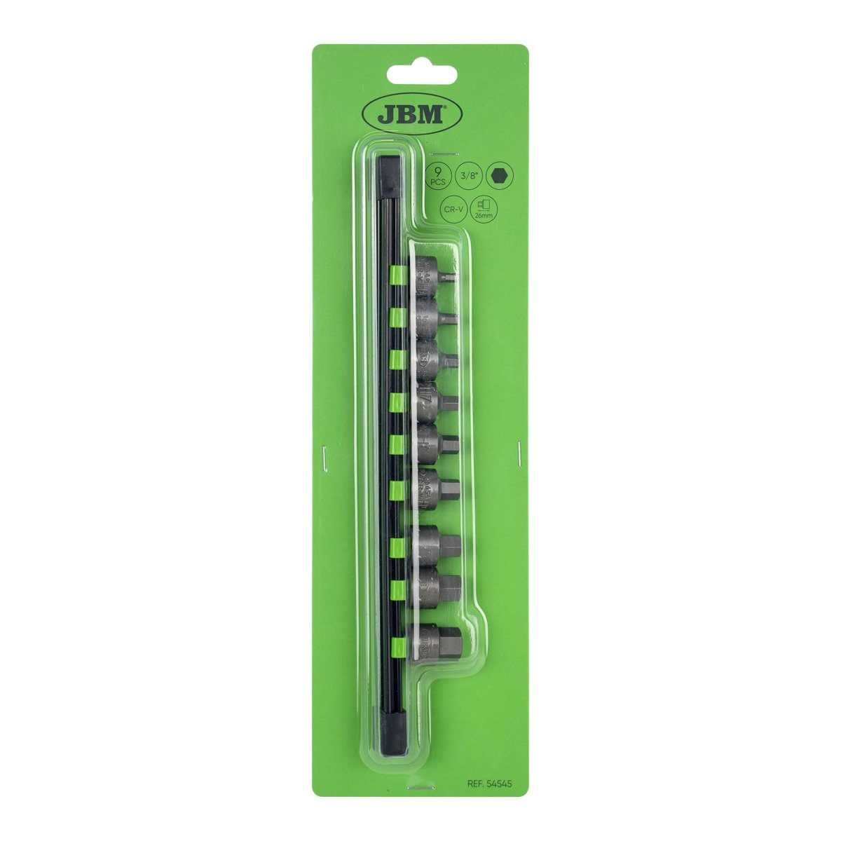 JBM SET DI 9 INSERTI ALLEN CORTI CON BUSSOLE 3/8" 54545 - Techservice