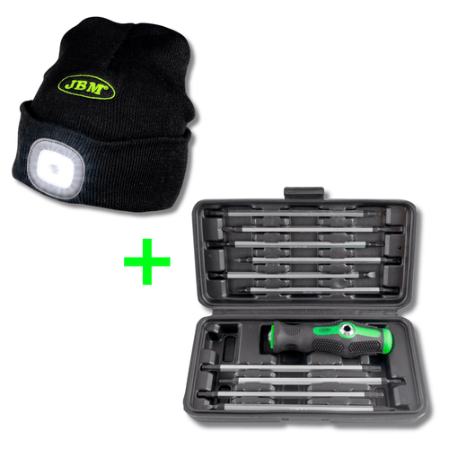 JBM SET DI CACCIAVITI 20 IN 1 CON MANICO E PUNTE DOPPIE INTERCAMBIABILI + CAPPELLO CON LUCE LED - 120LM