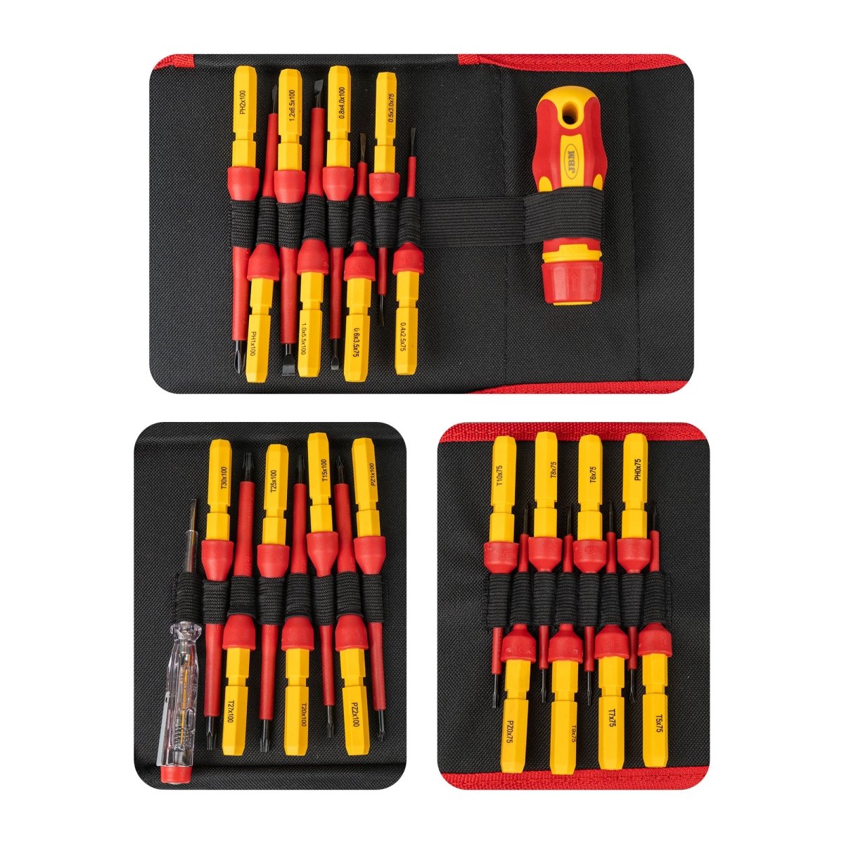 JBM SET DI CACCIAVITI INTERCAMBIABILI ISOLATI DA 25 PEZZI 54562 - Techservice