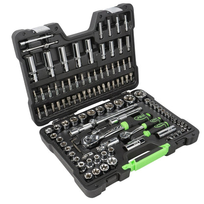 JBM SET DI UTENSILI DA 108 PEZZI CON BUSSOLE ESAGONALI DA 1/4" E 1/2" – FINITURA CROMATA 54048 - Techservice