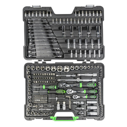 JBM SET DI UTENSILI DA 216 PEZZI CON BUSSOLE ESAGONALI DA 1/4", 3/8" E 1/2" – FINITURA CROMATA 54045 - Techservice