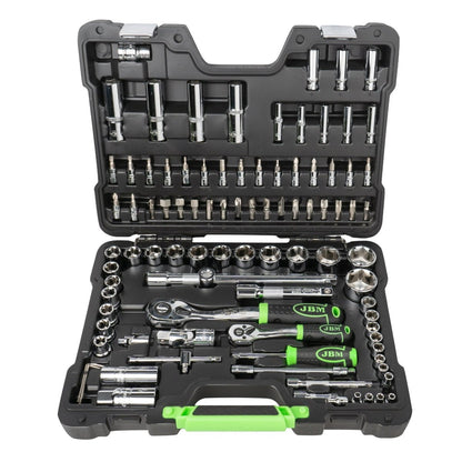JBM SET DI UTENSILI DA 94 PEZZI CON BUSSOLE ESAGONALI DA 1/4" E 1/2" – FINITURA CROMATA 54049 - Techservice
