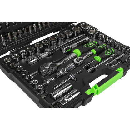 JBM SET DI UTENSILI DA 94 PEZZI CON BUSSOLE ESAGONALI DA 1/4" E 1/2" – FINITURA CROMATA 54049 - Techservice