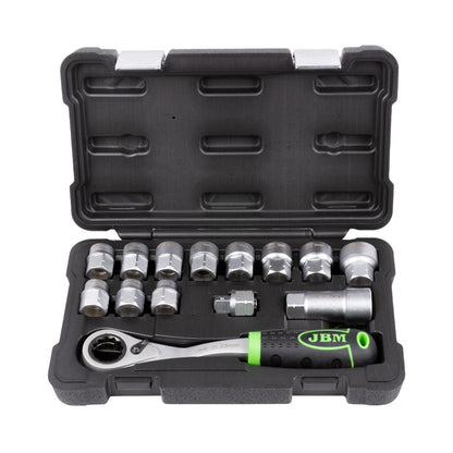 JBM SET DI UTENSILI GO - THROUGH DA 14 PEZZI CON BUSSOLE DA 1/2" – FINITURA ZINCATA 54090 - Techservice