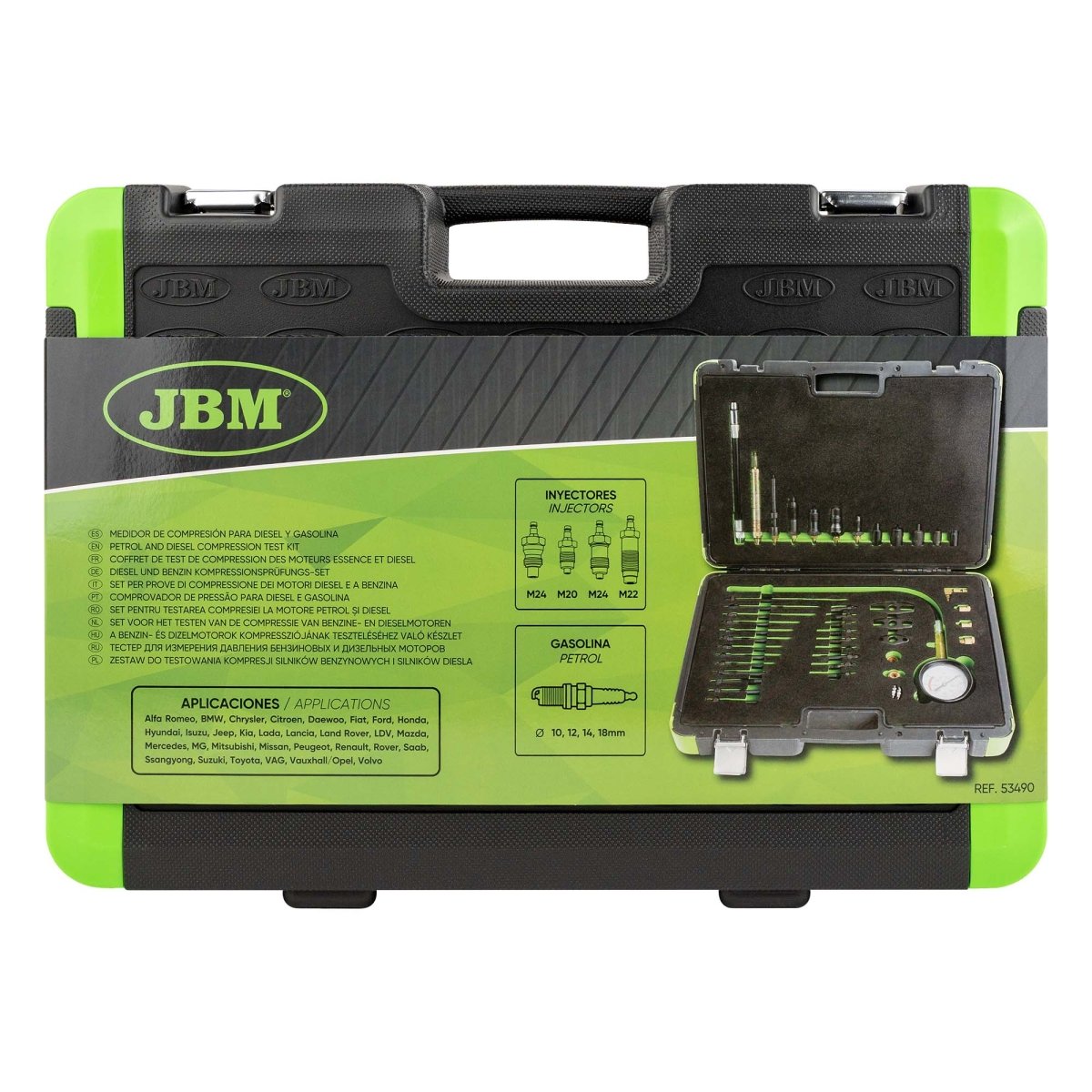 JBM SET PER PROVE DI COMPRESSIONE DEI MOTORI DIESEL E BENZINA 53490 - Techservice