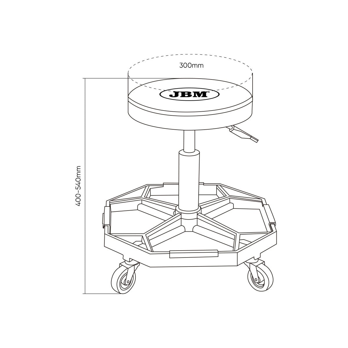 JBM SGABELLO PNEUMATICO CON RUOTE 54583 - Techservice