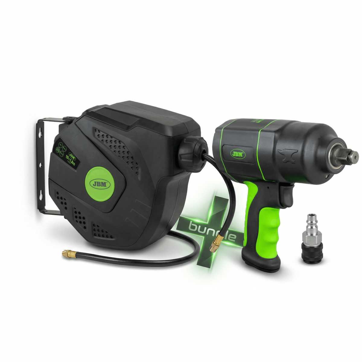 JBM SUPER PROMO AVVOLGITUBO ARIA DA 10+1,5M + AVVITATORE PNEUMATICO DA 1/2" 1200NM - Techservice