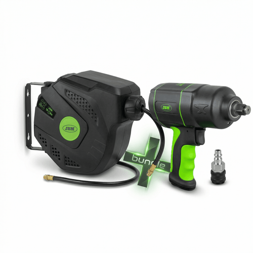 JBM SUPER PROMO AVVOLGITUBO ARIA DA 10+1,5M + AVVITATORE PNEUMATICO DA 1/2" 1200NM