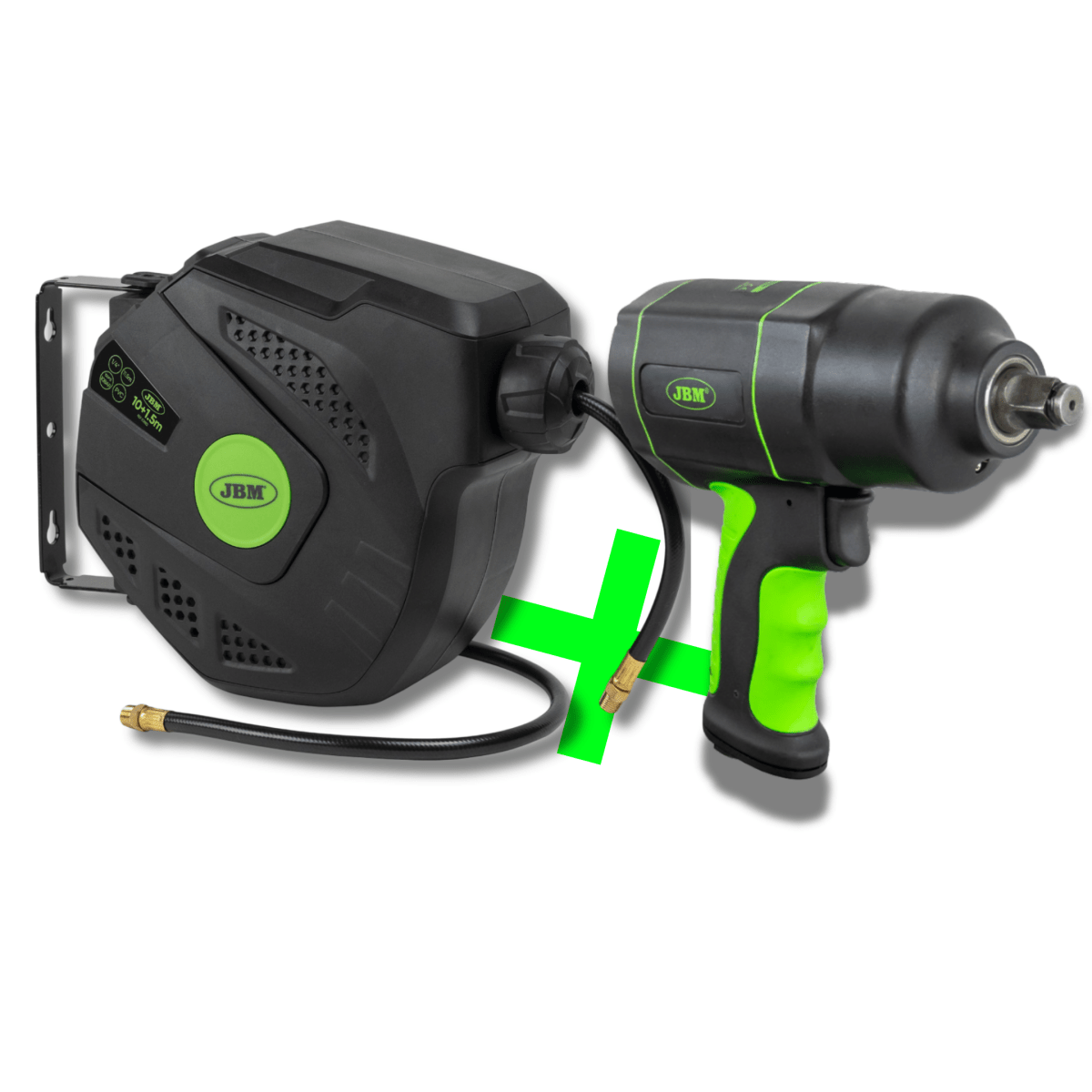 JBM SUPER PROMO AVVOLGITUBO ARIA DA 10+1,5M + AVVITATORE PNEUMATICO DA 1/2" 1200NM - Techservice