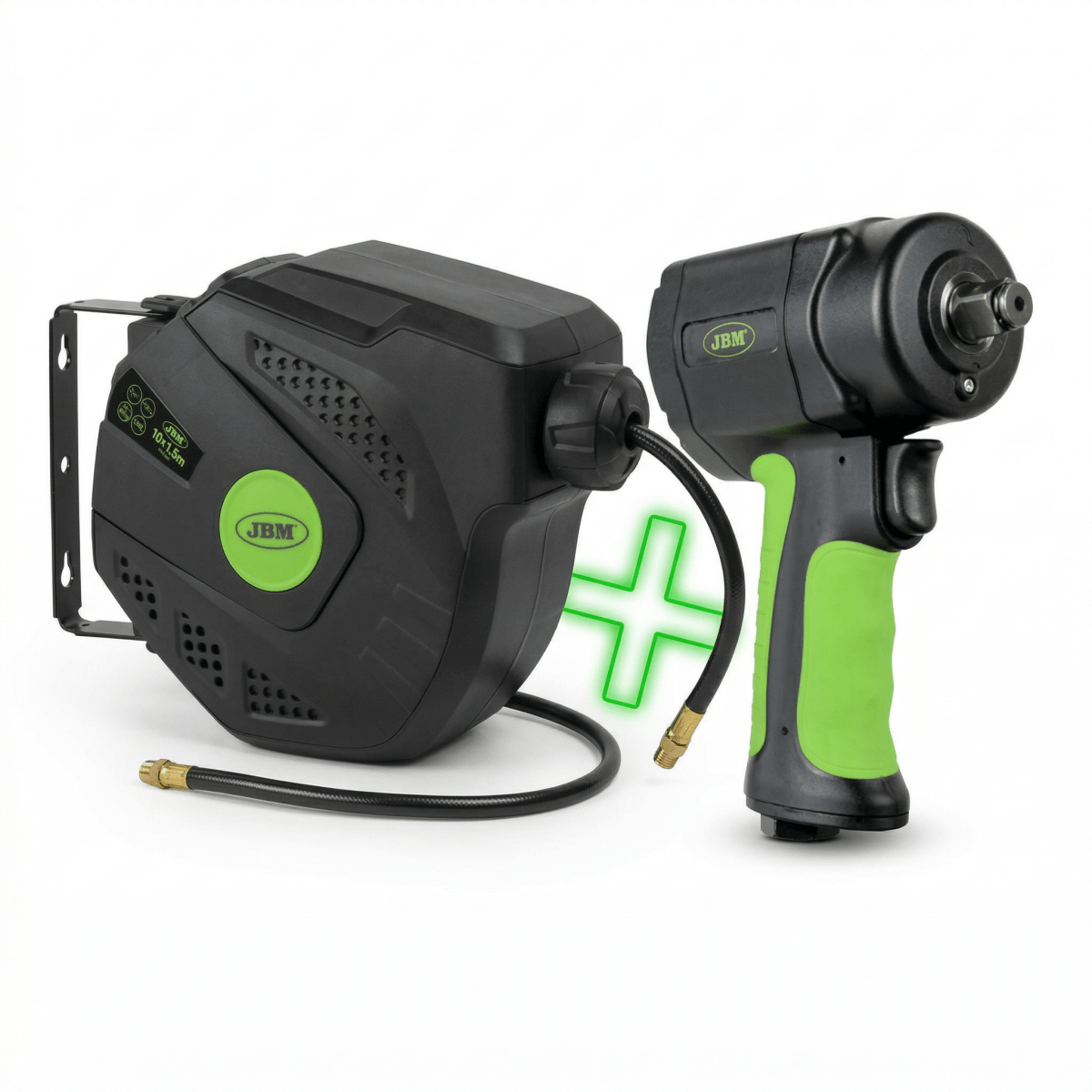 JBM SUPER PROMO AVVOLGITUBO ARIA DA 10+1,5M + AVVITATORE PNEUMATICO MINI 1/2" 1200 NM - Techservice