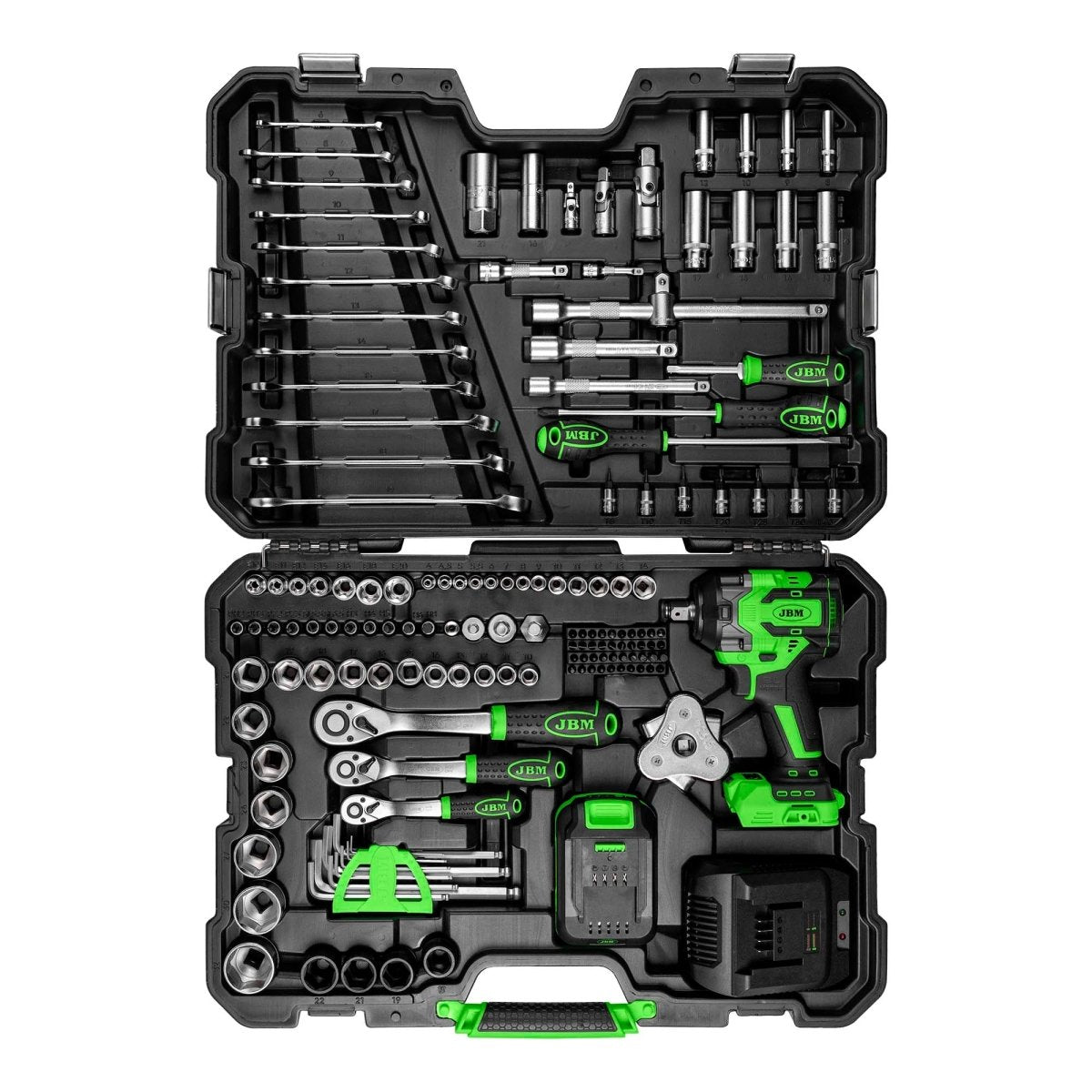 JBM VALIGETTA CON ATTREZZI E AVVITATORE AD IMPULSI BRUSHLESS A BATTERIA 800 NM - 54863 - Techservice