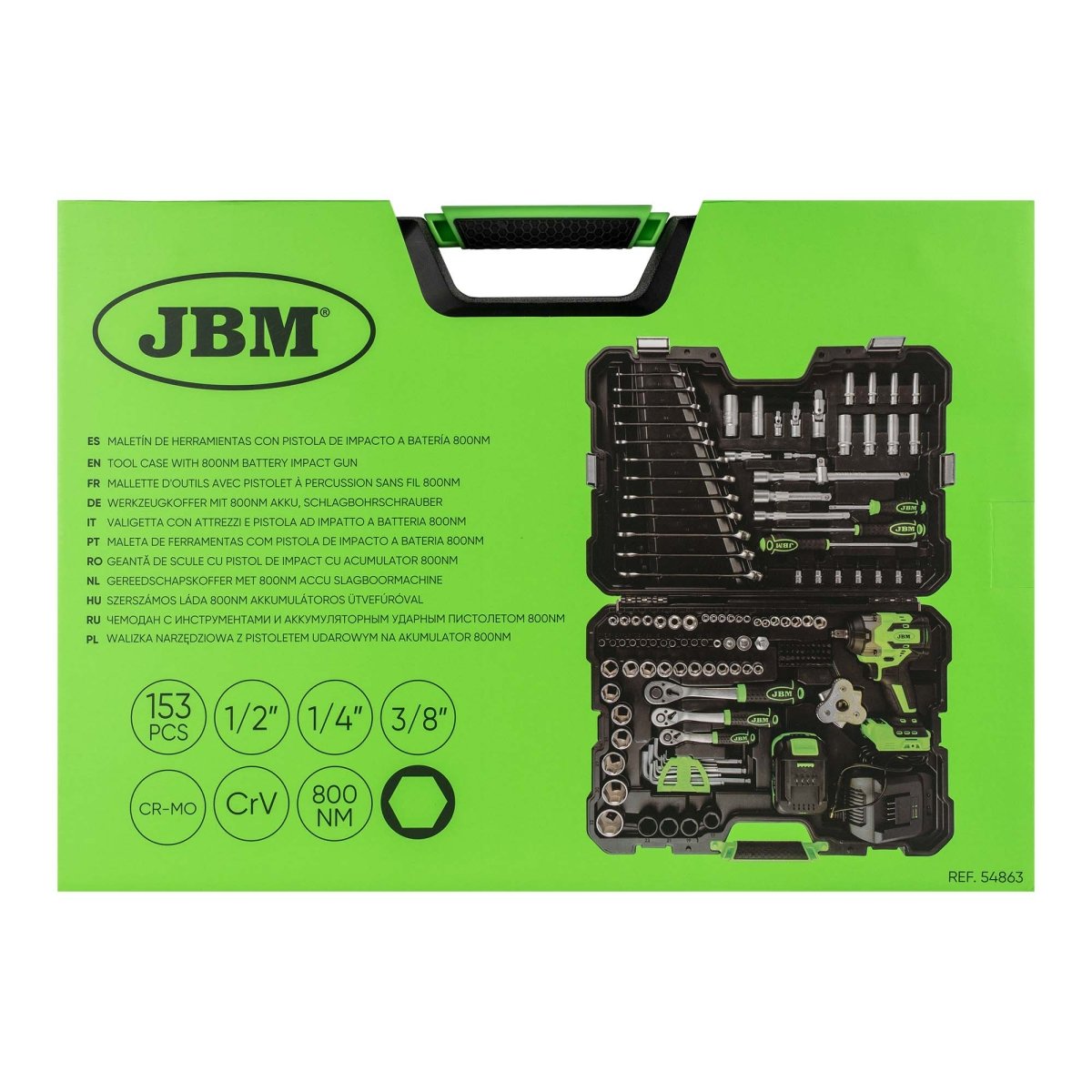 JBM VALIGETTA CON ATTREZZI E AVVITATORE AD IMPULSI BRUSHLESS A BATTERIA 800 NM - 54863 - Techservice