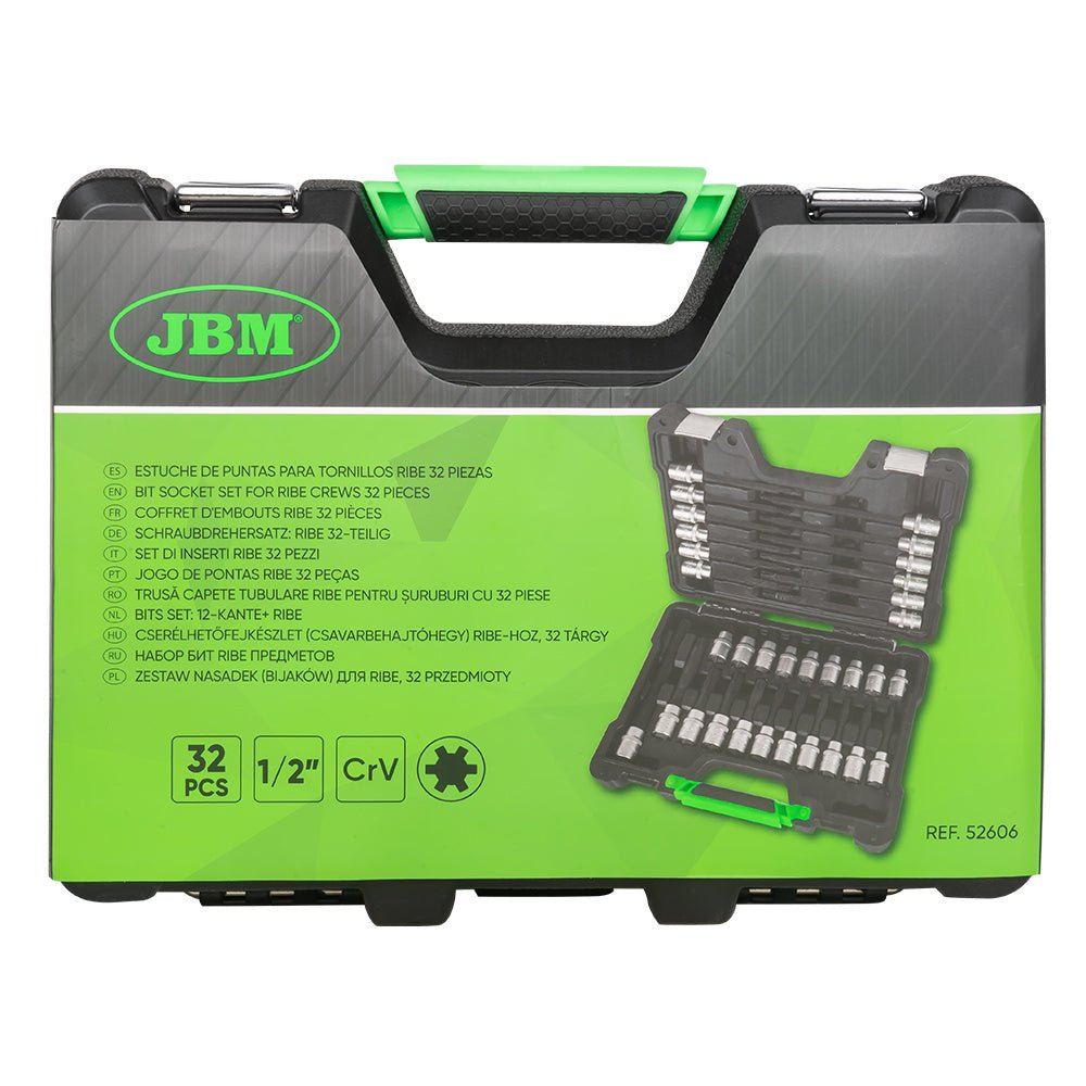 JBM VALIGETTA DI 32 PEZZI CON INSERTI RIBE 1/2" 52606 - Techservice