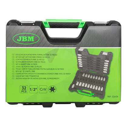 JBM VALIGETTA DI 32 PEZZI CON INSERTI RIBE 1/2" 52606 - Techservice