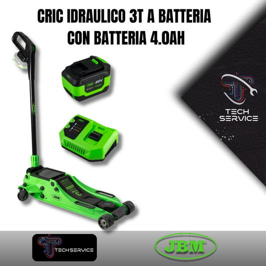 PROMO 60065 CRIC A CARRELLO IDRAULICO 3 T A BATTERIA CON BATTERIA DA 6 AH E CARICABBATTERIE INCLUSI JBM - Techservice