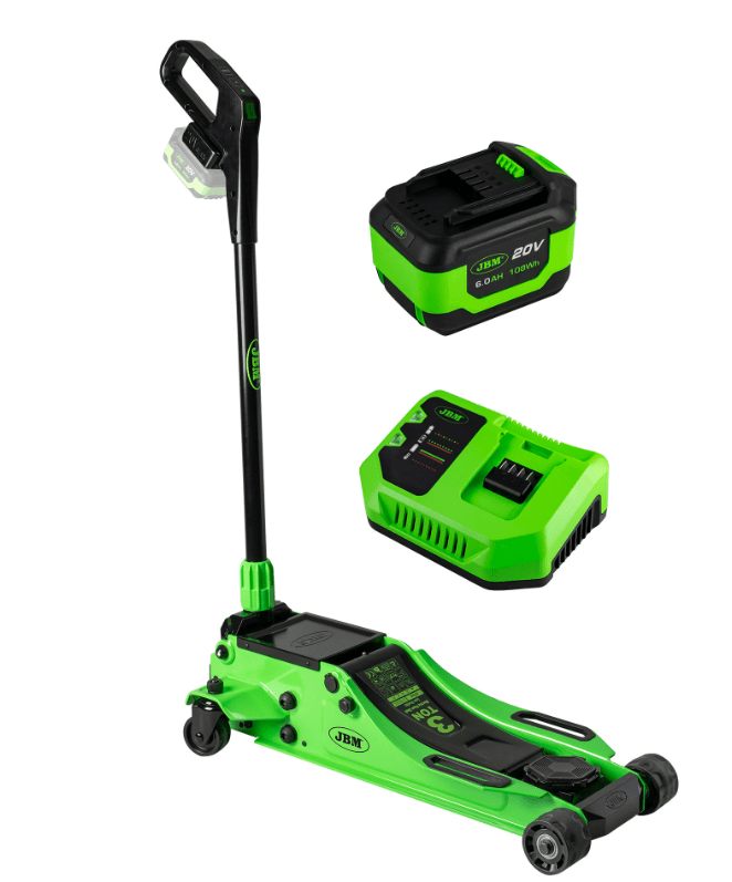 PROMO 60065 CRIC A CARRELLO IDRAULICO 3 T A BATTERIA CON BATTERIA DA 6 AH E CARICABBATTERIE INCLUSI JBM - Techservice