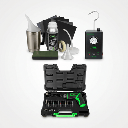 PROMO JBM - KIT DI RESTAURO FARI + RILEVATORE DI PERDITE + AVVITATORE A BATTERIA - Techservice