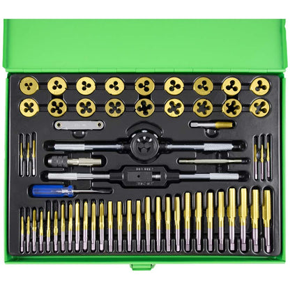 PROMO JBM - SET DI 58 PIEZZI DI MASCHI E FILIERE RIVESTITI IN TITANIO PASSO METRICO + SET DI PUNTE AD ELICA HSS 4341, 1-10 MM - Techservice