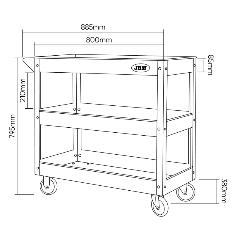 PROMOZIONE CARRELLO CON 3 RIPIANI JBM 51576 + SET DI 2 CAVALLETTI DA 3 T 53779 JBM - Techservice