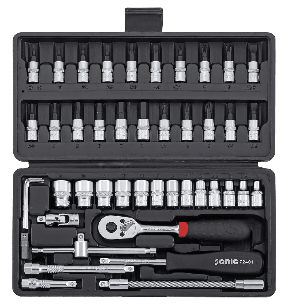 SONIC SET CHIAVI A BUSSOLA ESAGONALI 1/4" 46 PEZZI 104601 - Techservice