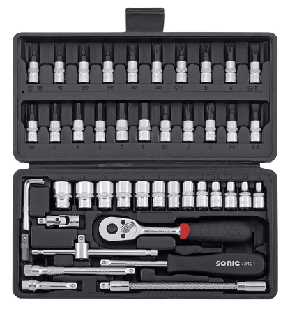 SONIC SET CHIAVI A BUSSOLA ESAGONALI 1/4" 46 PEZZI 104601 - Techservice
