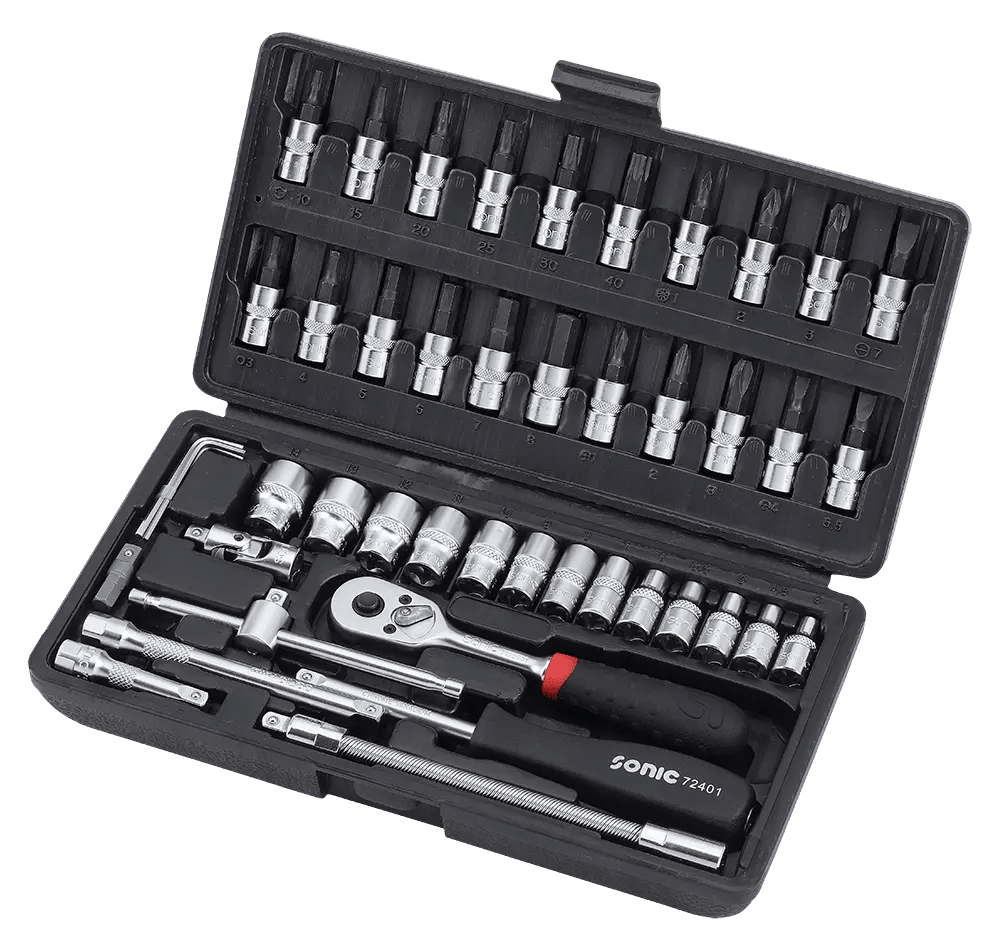 SONIC SET CHIAVI A BUSSOLA ESAGONALI 1/4" 46 PEZZI 104601 - Techservice