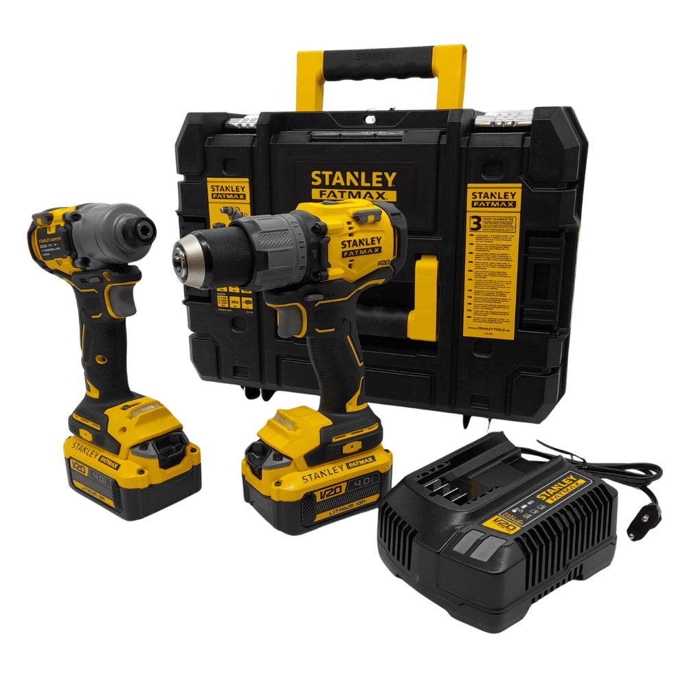 STANLEY - KIT TRAPANO AVVITATORE 18V + AVVITATORE AD IMPULSI 1/4” 18V CON VALIGETTA SFMCK211M2T-QW - Techservice